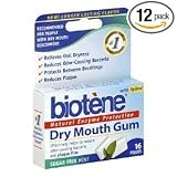 Biotene Gum, Sugar Free Mint, 16-Count Packages (Pack of 12)
