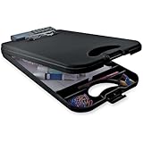 Saunders DeskMate II Plastic Storage Clipboard with Calculator,  Letter Size, 8.5 inch x 12 inch, Black, 1 Clipboard (00534)