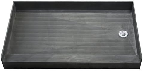 Tile Redi 3754R-PVC Single Curb Shower Pan with Integrated Right PVC Drain, 37-Inch Depth by 54-Inch Width by Tile Redi