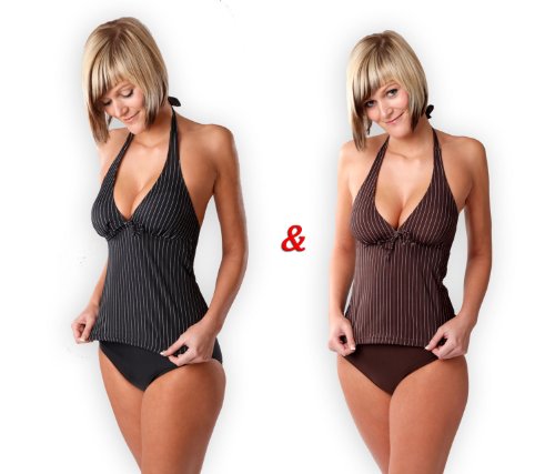Push-Up Tankini im Doppelpack - schwarzer und brauner Tankini mit Nadelstreifen ( 673 Oct) Push-Up Tankini im Doppelpack - schwarzer und brauner Tankini mit Nadelstreifen ( 673 Oct)