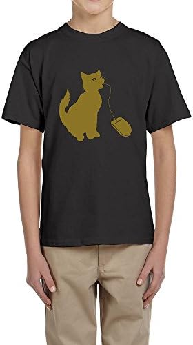 Boys &amp; Girls PC Mouse Eating Cat Youth Tops Fashion Cool Cool Shirts