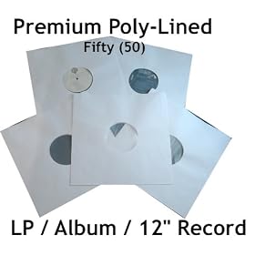 50 White Plastic / Poly Lined Paper Sleeves 12" Vinyl Records - Anti-Static Sleeves For LP's / Albums