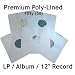 50 White Plastic / Poly Lined Paper Sleeves 12" Vinyl Records - Anti-Static Sleeves For LP's / Albums