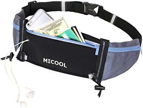 Running Belt / Micool Hydration Running Waist Belt / Runner Belt / Fitness Belt - Fits iPhone 6 / 6S / SE / Plus / Samsung Edge / Note / Galaxy - with 2 Water Bottle Pockets (Bottles sold separately)