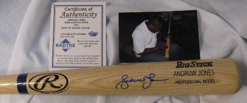 Andruw Jones Autographed/Hand Signed Rawlings Big Stick Blonde Baseball Bat