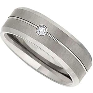 Dura Tungsten & Steel Bezel Diamond Band - Size 9