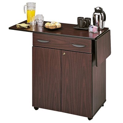 Safco Hospitality Service Cart 1-Shelf 32-12W X 20-12D X 38-34H Mahogany