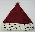 Sexy Plush Santa Hat with Animal Print Trim - Dalmatian Spots on White Faux Fur