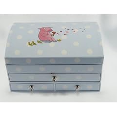 Rosalie und Tr�ffel: gro�er Schmuckkasten, Schmuckbox, Farbe: hellblau, Motiv: er liebt mich, er liebt mich nicht, er liebt mich, ...
