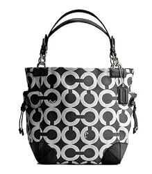 Coach Peyton Canvas Op Art Tote Black White