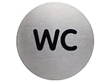 Durable 490723 Türschild Picto rund, WC, 83 mm, metallic silber