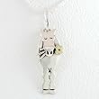 Horse with Flower Bouquet Pendant in Sterling Silver and Brass on 18" Box Chain, #8765