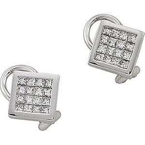 IceCarats Designer Jewelry 14K White Gold 14K White 1Ctw Diamond Invisible Set Earrings. Pair 1 Ct Tw
