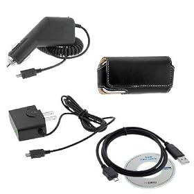Rapid Car Charger + AC Charger + USB Cable + Black Universal Horizontal Long Case for Motorola E8 ROKR/ZINE ZN5/Z9
