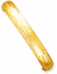 14K Gold 7/16 Oversize Florentine Engraved Hinged Bangle Bracelet