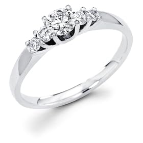 14k White Gold 5 Five Stone Round Diamond Engagement Anniversary Ring Band (1/4 cttw, 1/8 ct Center, G-H Color, SI1 Clarity): Jewelry