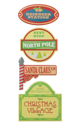 Karen Foster Adhesive Back Vintage Signs 4/Package, Christmas