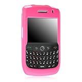 HOT PINK RUBBERIZED SNAP ON HARD SKIN FACEPLATE PHONE SHIELD COVER CASE FOR BLACKBERRY CURVE 8900 + BELT CLIP