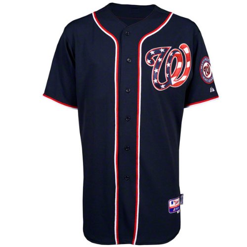 MLB Men's Washington Nationals Six Button Cool Base Authentic Alternate Jersey (Navy, 48/X-Large)