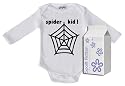 Spider Kid Long Sleeve Babygrows / Bodysuit Alternative Baby Clothes Sizes 0-6 months WHITE/BLACK + in funky Milk Carton