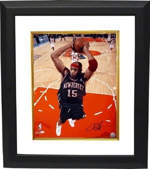 Vince Carter Autographed/Hand Signed New Jersey Nets 16x20 Photo Custom Framed- Mounted Hologram