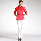 Short cotton satin trench coat, length 65 cm