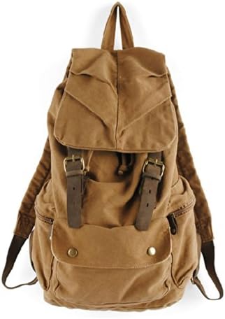 KAUKKO Women Men Casual Canvas Multifunction Shoulder Rucksack for Sports Travel School Laptop Size:30*15*48cm