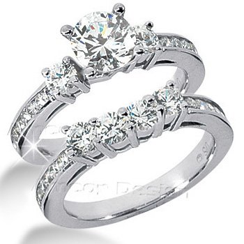 14K White Gold Round Cut Diamond Matching Bridal Set (2.70ct.tw, HI Color, SI2-3 Clarity)