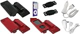 3n1 - Hybrid Leather Nylon Case with Belt Clip for Apple iPod Nano Nano-Chromatic 4th 4 Generation 8 gb 8gb 16 gb 16gb 32 gb 32gb (Nano 4 Chromatic Not Included) + Bonus Young Micro Shoe Silicone Pouch for Nike+