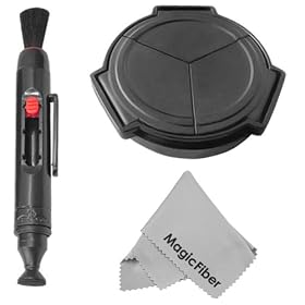 Auto Lens Cap Kit for PANASONIC Lumix DMC-LX3 & LEICA D-LUX 4, Includes: Auto Lens Cap (Black) + Lens Cleaning Pen + Premium MagicFiber Microfiber Cleaning Cloth