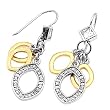 Sterling Silver Two Tone Plain Earrings - Size: 33mm (1.3 inch)