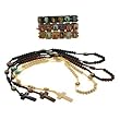 Set of 3 Carved Color Wooden Rosary with Photographs - Includes 3 Matching Bracelets - Black, Dark Brown, Light Brown
