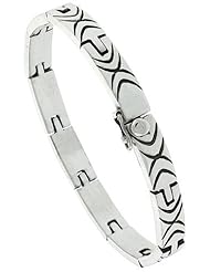 8 1/2 inch Gents Sterling Silver Handmade Link Bracelet, 5/16 inch wide