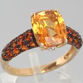 14K Yellow Gold Citrine, Madeira Citrine & Diamond Ring - OldCities Closeout... by Citrine Brooches