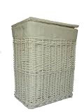 White Wicker Linen Laundry Basket Medium Size