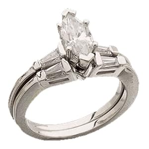 Platinum Ladies Wedding Ring Set (Center stone is not inlcuded)