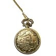 Gold-Tone Train Pocket Watch