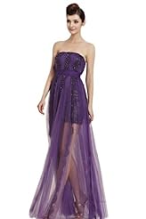  Chiffon/Taffeta/Tulle Crystals Applique Lace Beaded Crystal  Ball Gown Evening Dress/Quinceanera Dress 