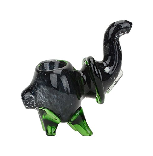 Legend Collections Elephant Animal Hand Spoon Pipe (Glaxy Black/Green)