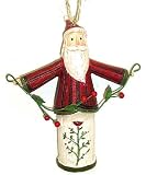 Country Folk Art Santa Claus With Holly Berries Christmas Ornament