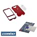 Solid Red Rubberized Snap On Crystal Case with Clip + Clear Durable Reusable LCD Screen Protector for T-Mobile HTC G1 Google Phone Dream Smartphone Image