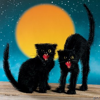 DELUXE HALLOWEEN BLACK CAT - 2 Scary Halloween Black Cats per set - **Factory Sealed**