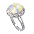 Silvertone Framed Aurora Borealis Swarovski Crystal Fashion Ring