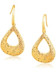Italian Design 14K Yellow Gold Woven Pear Shape French Wire Cut-out Earring