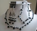 Authentic Jet Swarovski Crystals Ab Crystals Necklace Set w/ Bracelet