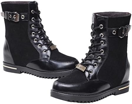 MILANAO Christmas Women Winter Leather Martin Height Increasing Flat Boots(7 B(M)US,black)