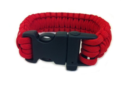 Multi-purpose "Ranger Cord" - The Ultimate Surival Band! Over 9 feet of paracord with built-in whistle -- RED