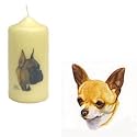 Full Color Chihuahua, Smooth Pillar Candle, Porcelain by Rosalinde (6' x 2.5')