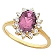 14K Yellow Gold Pink Tourmaline and Diamond Ring