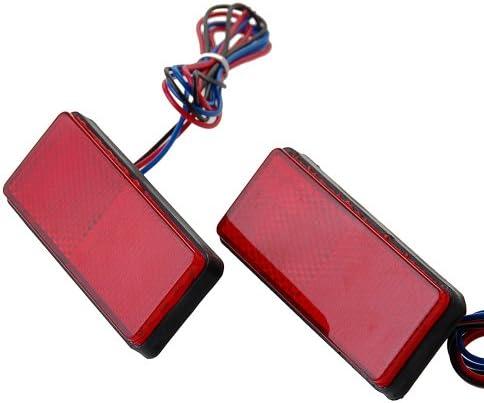 Red 24 LED Rectangle Reflectors Tail Brake Stop Marker Light Lamp Pickup Truck Trailer RV ATV Motorcycle 2x